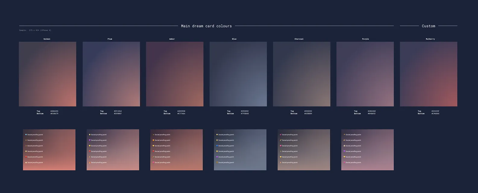 Main Dream card colours